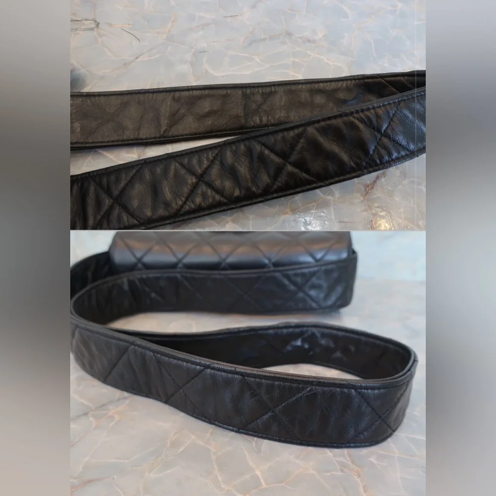 Authentic CHANEL black lambskin medium sized camera vintage crossbody bag - Picture 7 of 15